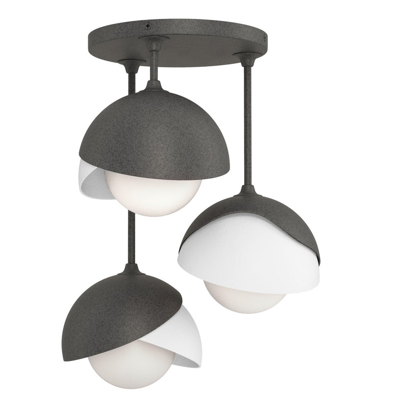 Hubbardton Forge 121374-SKT-20-02-GG0711 Three Light Semi-Flush Mount, Natural Iron