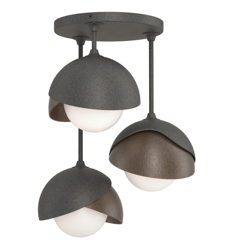 Hubbardton Forge 121374-SKT-20-05-GG0711 Three Light Semi-Flush Mount, Natural Iron