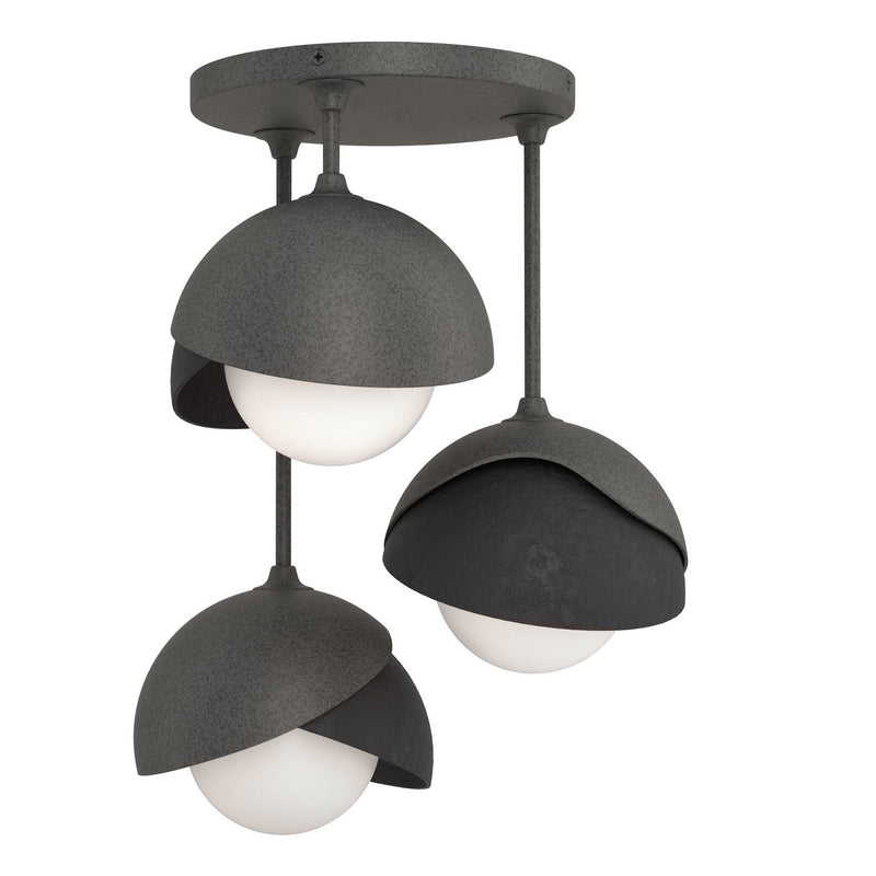 Hubbardton Forge 121374-SKT-20-10-GG0711 Three Light Semi-Flush Mount, Natural Iron