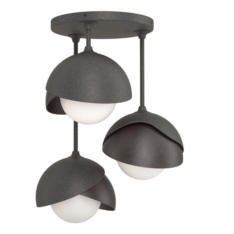 Hubbardton Forge 121374-SKT-20-14-GG0711 Three Light Semi-Flush Mount, Natural Iron