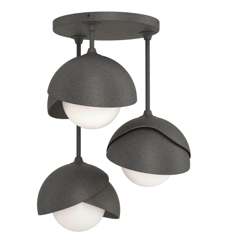 Hubbardton Forge 121374-SKT-20-20-GG0711 Three Light Semi-Flush Mount, Natural Iron