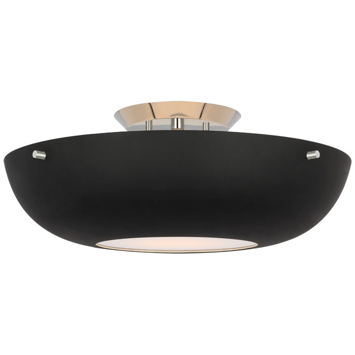 Visual Comfort Signature ARN 4520PN-BLK LED Flush Mount, Polished Nickel