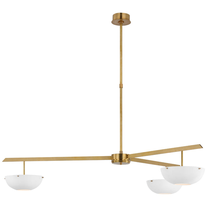 Visual Comfort Signature ARN 5520HAB-WHT LED Chandelier, Hand-Rubbed Antique Brass