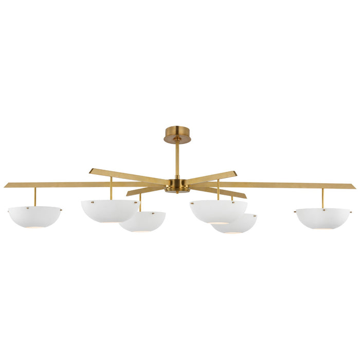 Visual Comfort Signature ARN 5521HAB-WHT LED Chandelier, Hand-Rubbed Antique Brass