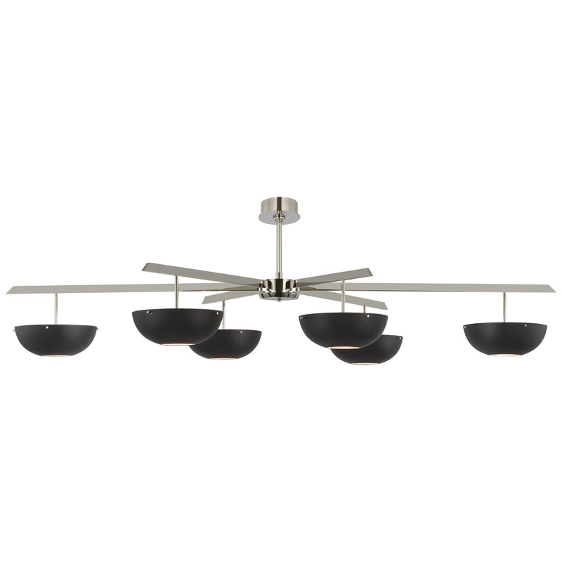 Visual Comfort Signature ARN 5521PN-BLK LED Chandelier, Polished Nickel
