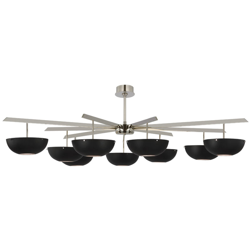 Visual Comfort Signature ARN 5522PN-BLK LED Chandelier, Polished Nickel