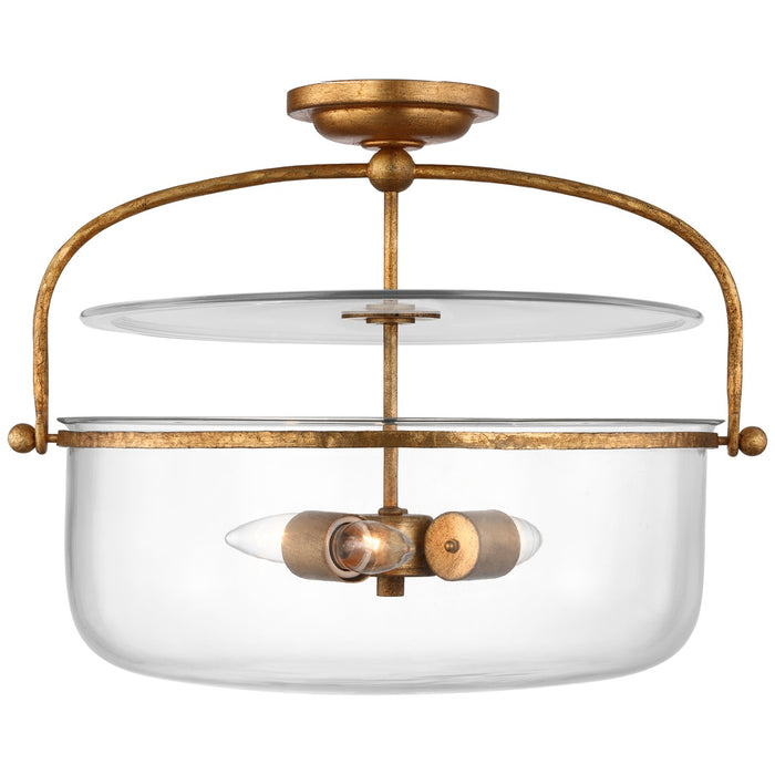 Visual Comfort Signature CHC 4270GI-CG Three Light Semi-Flush Mount, Gilded Iron