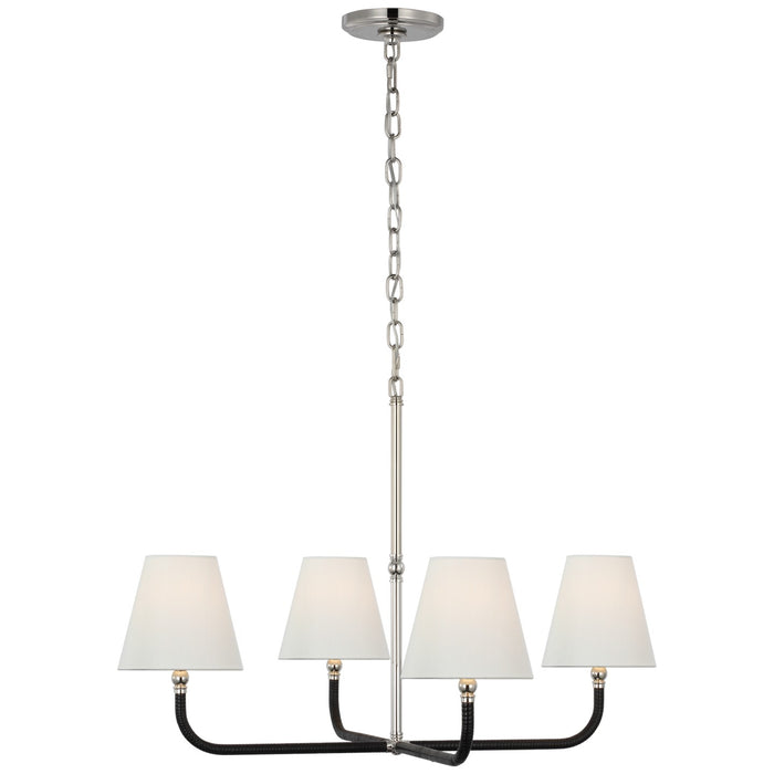 Visual Comfort Signature CHC 5081PN/BRT-L LED Chandelier, Polished Nickel and Black Rattan