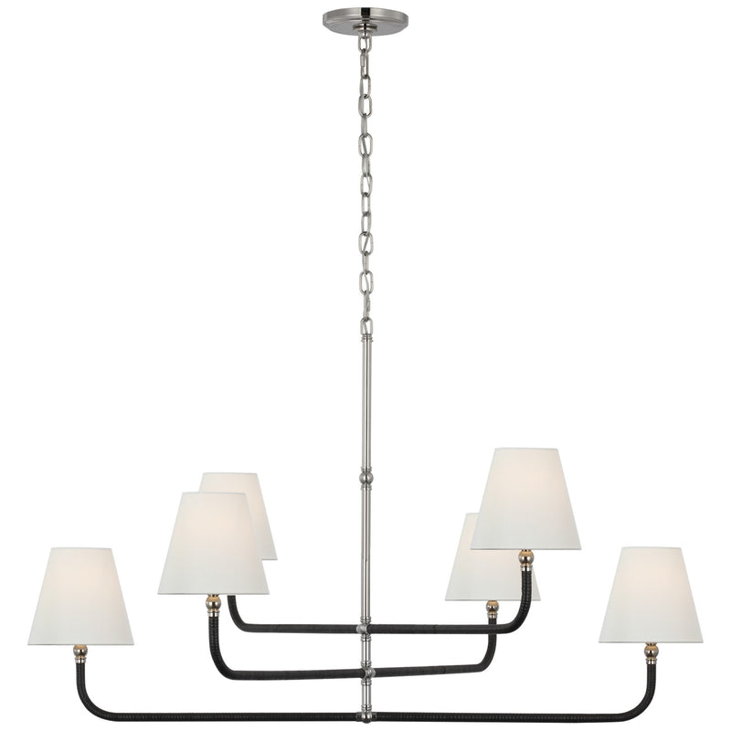 Visual Comfort Signature CHC 5083PN/BRT-L LED Chandelier, Polished Nickel and Black Rattan