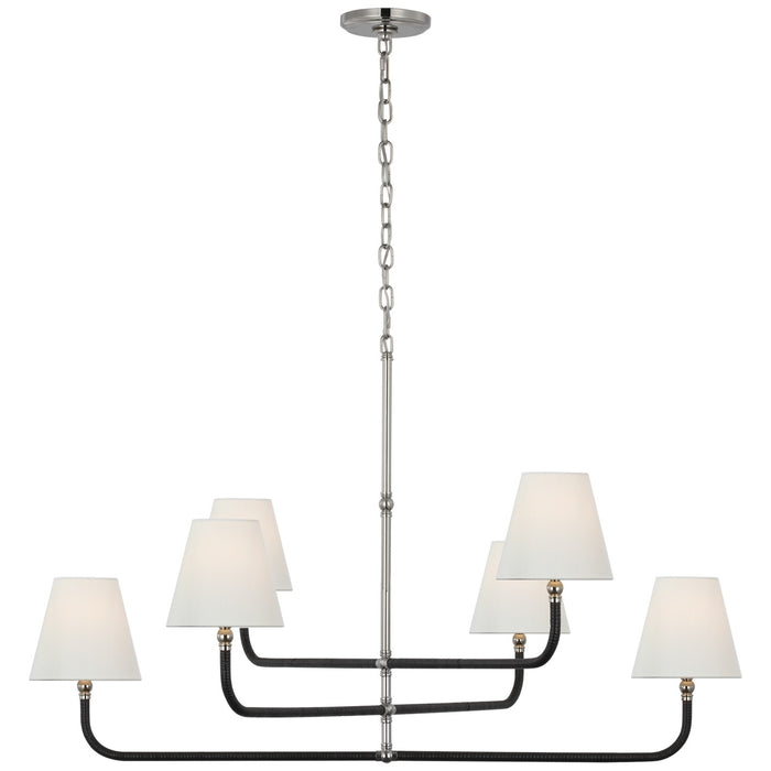 Visual Comfort Signature CHC 5083PN/BRT-L LED Chandelier, Polished Nickel and Black Rattan