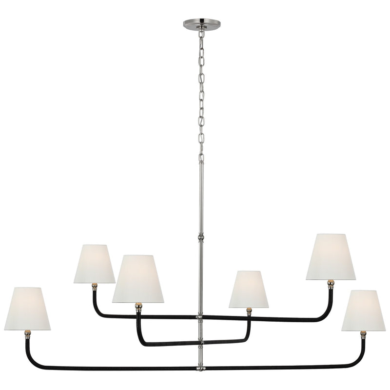 Visual Comfort Signature CHC 5084PN/BRT-L LED Chandelier, Polished Nickel and Black Rattan