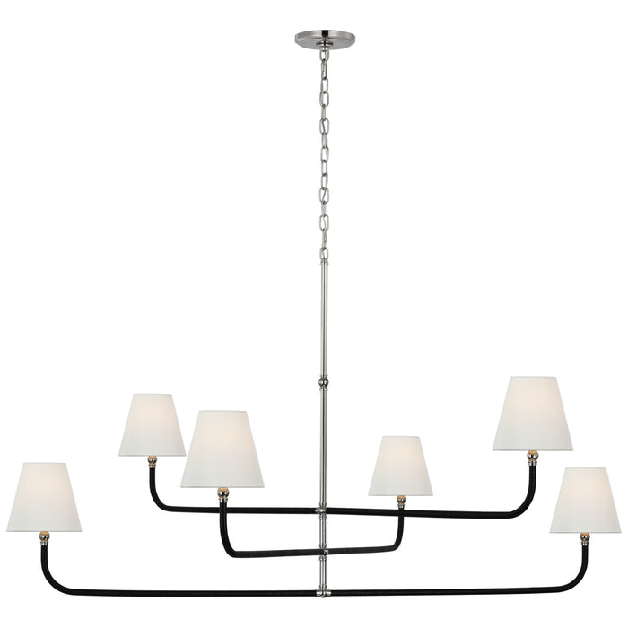 Visual Comfort Signature CHC 5084PN/BRT-L LED Chandelier, Polished Nickel and Black Rattan