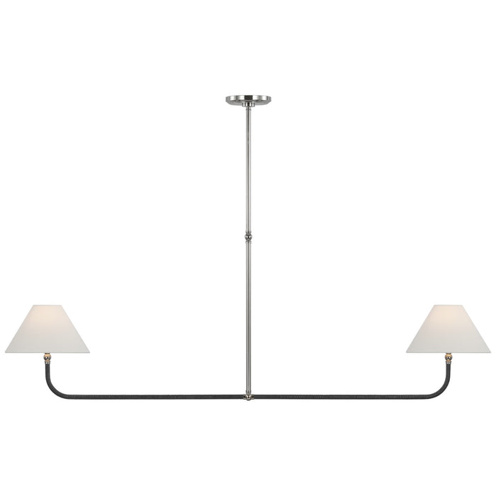 Visual Comfort Signature CHC 5087PN/BRT-L LED Linear Chandelier, Polished Nickel and Black Rattan