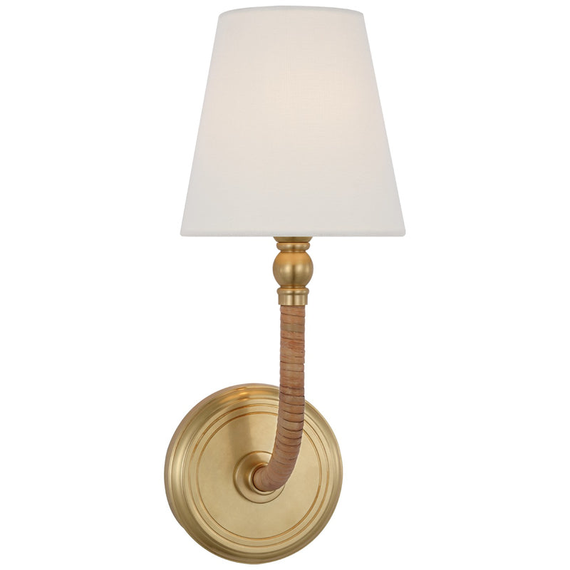 Visual Comfort Signature CHD 2080AB/NRT-L LED Wall Sconce, Antique-Burnished Brass and Natural Rattan