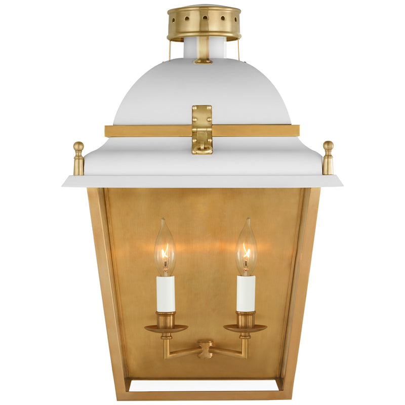 Visual Comfort Signature CHD 2108WHT/AB LED Wall Sconce, White and Antique-Burnished Brass