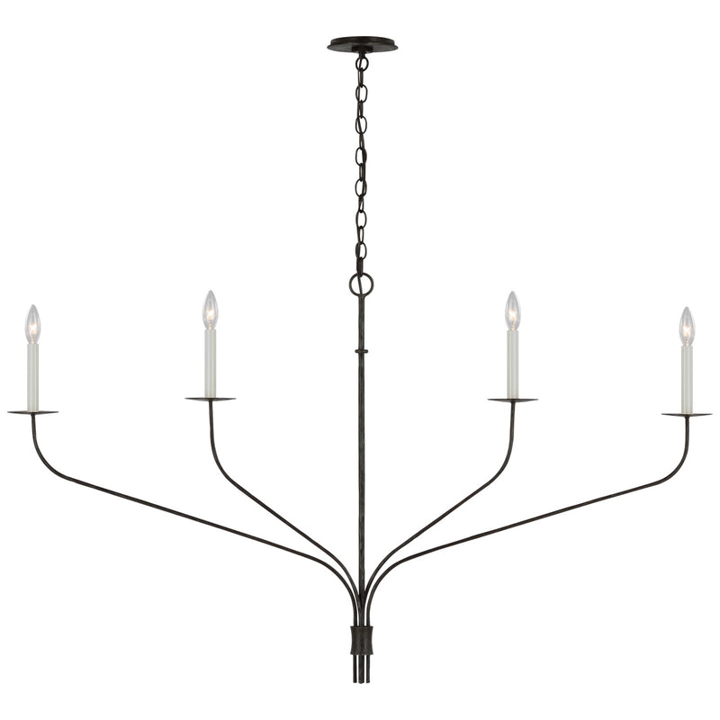 Visual Comfort Signature IKF 5755AI LED Linear Chandelier, Aged Iron