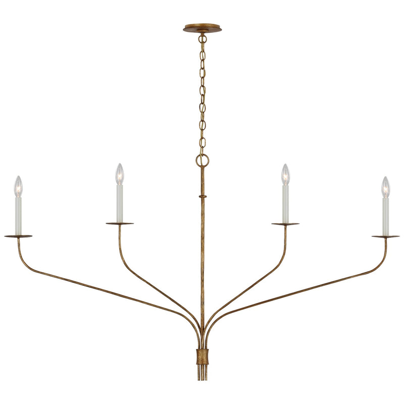 Visual Comfort Signature IKF 5755GI LED Linear Chandelier, Gilded Iron