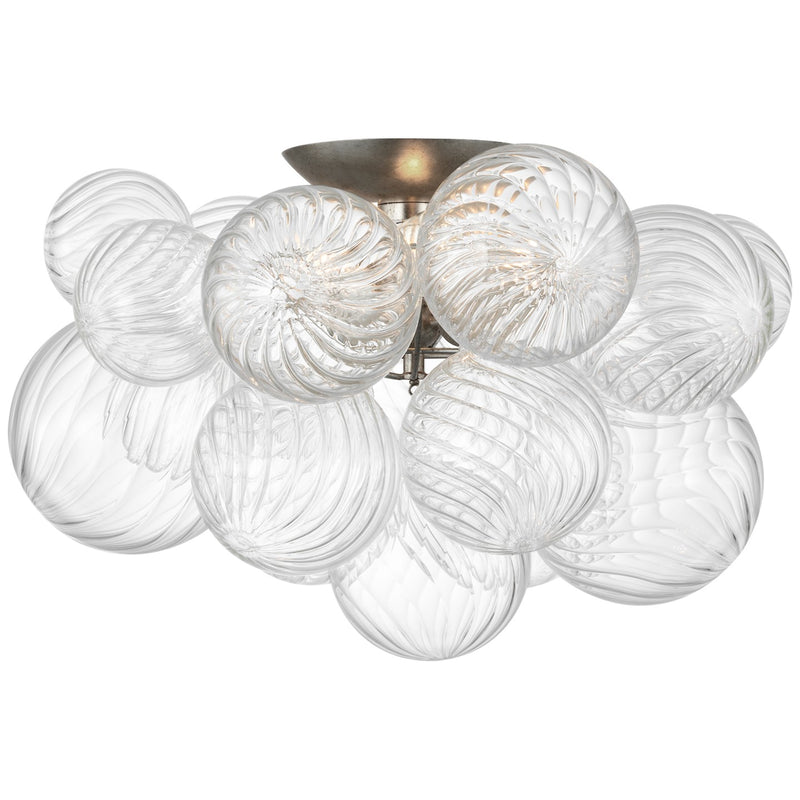 Visual Comfort Signature JN 4112BSL/CG LED Flush Mount, Burnished Silver Leaf and Clear Swirled Glass