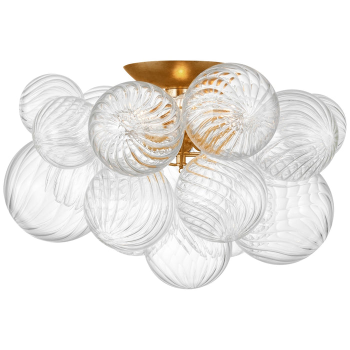Visual Comfort Signature JN 4112G/CG LED Flush Mount, Gild and Clear Swirled Glass
