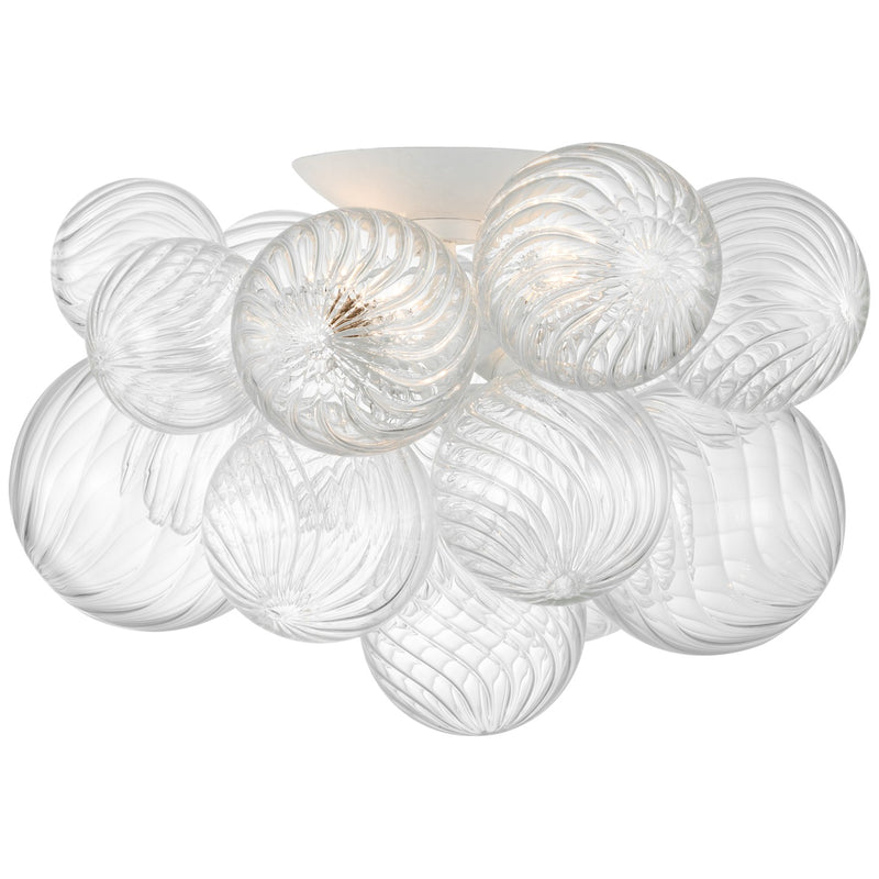 Visual Comfort Signature JN 4112PW/CG LED Flush Mount, Plaster White and Clear Swirled Glass