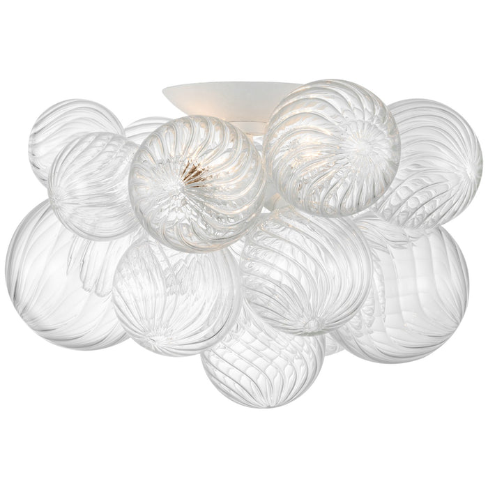 Visual Comfort Signature JN 4112PW/CG LED Flush Mount, Plaster White and Clear Swirled Glass
