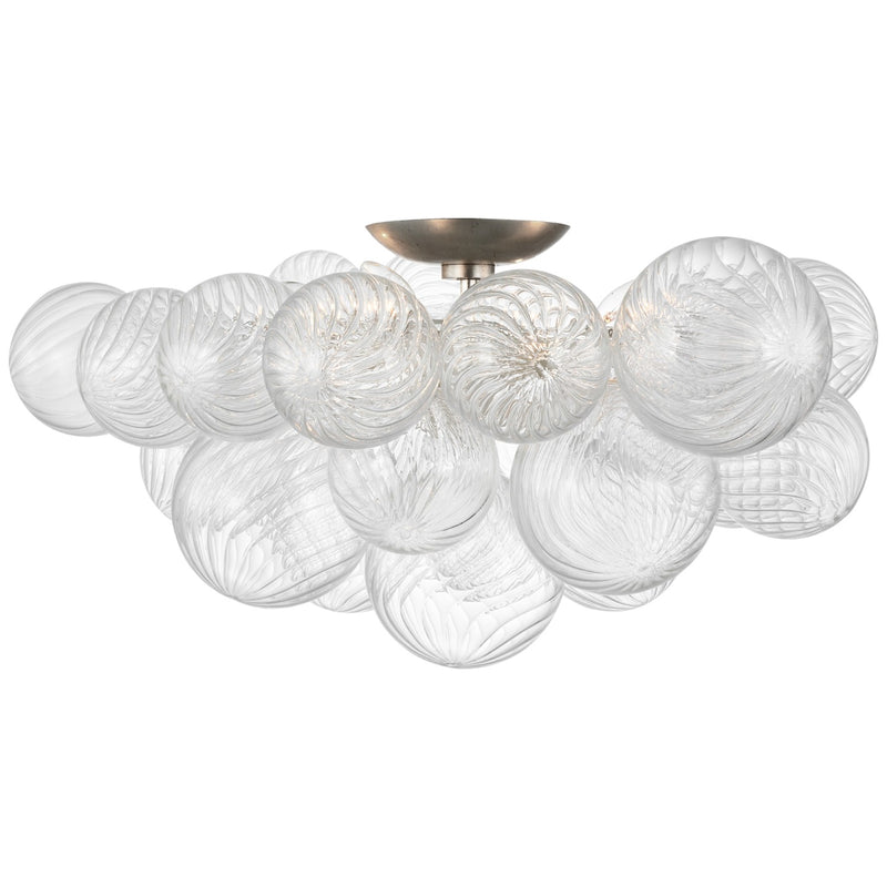 Visual Comfort Signature JN 4113BSL/CG LED Flush Mount, Burnished Silver Leaf and Clear Swirled Glass