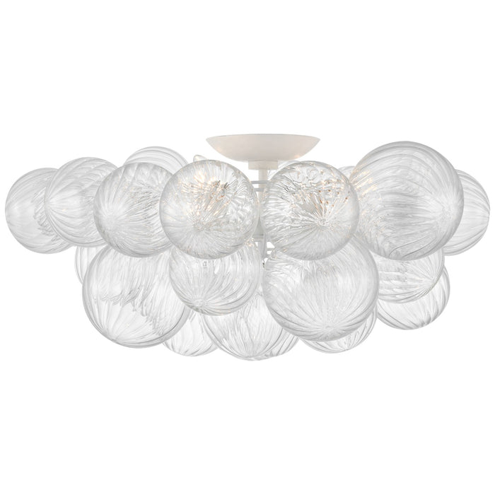 Visual Comfort Signature JN 4113PW/CG LED Flush Mount, Plaster White and Clear Swirled Glass