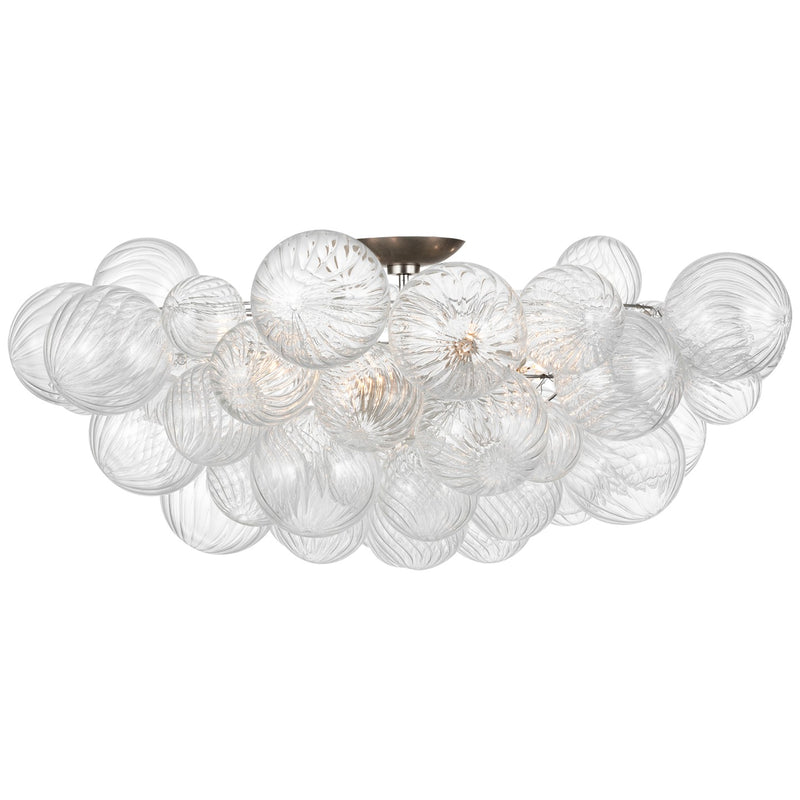 Visual Comfort Signature JN 4114BSL/CG LED Flush Mount, Burnished Silver Leaf and Clear Swirled Glass