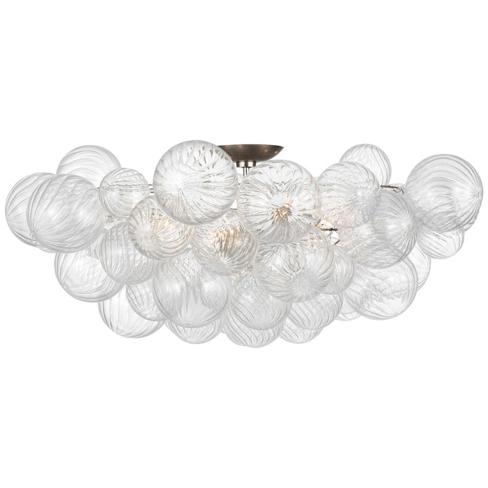 Visual Comfort Signature JN 4114BSL/CG LED Flush Mount, Burnished Silver Leaf and Clear Swirled Glass