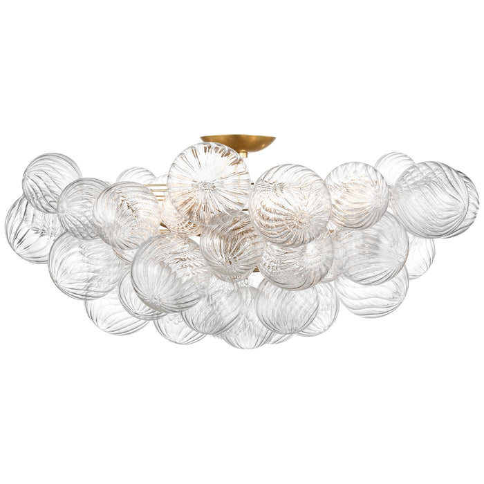 Visual Comfort Signature JN 4114G/CG LED Flush Mount, Gild and Clear Swirled Glass