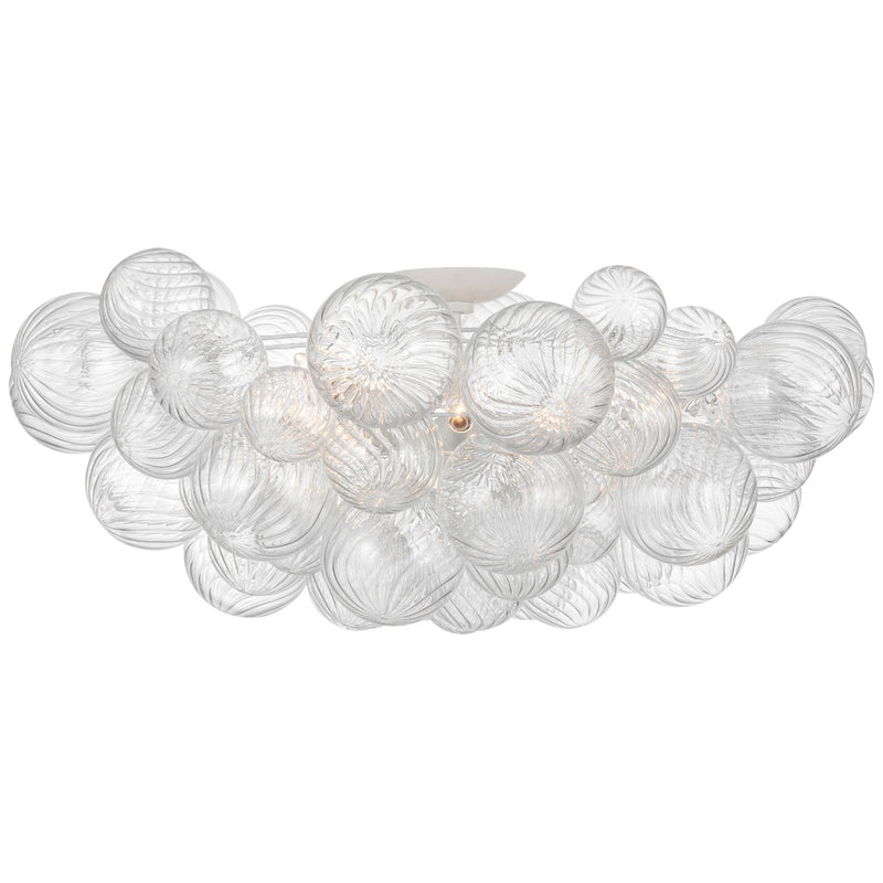 Visual Comfort Signature JN 4114PW/CG LED Flush Mount, Plaster White and Clear Swirled Glass