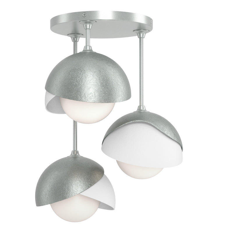 Hubbardton Forge 121374-SKT-82-02-GG0711 Three Light Semi-Flush Mount, Vintage Platinum