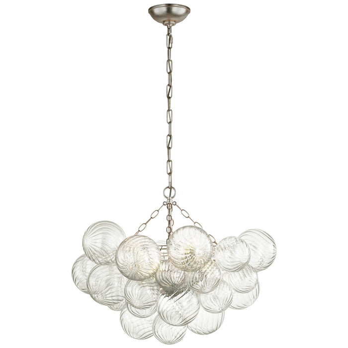 Visual Comfort Signature JN 5111BSL/CG LED Chandelier, Burnished Silver Leaf and Clear Swirled Glass