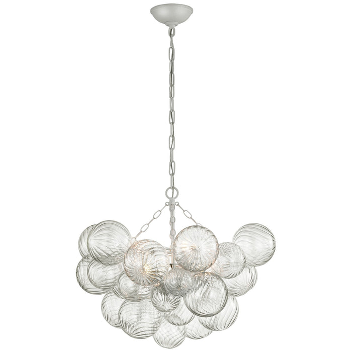 Visual Comfort Signature JN 5111PW/CG LED Chandelier, Plaster White and Clear Swirled Glass