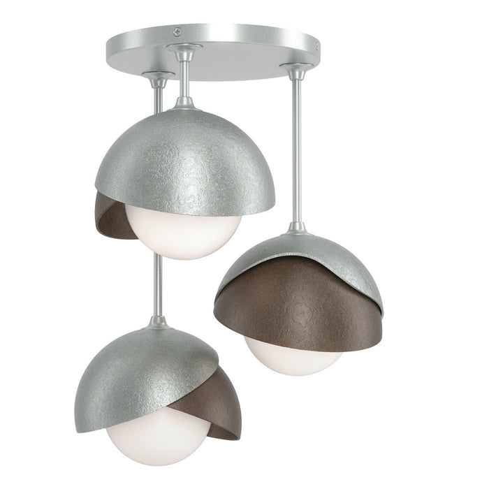 Hubbardton Forge 121374-SKT-82-05-GG0711 Three Light Semi-Flush Mount, Vintage Platinum