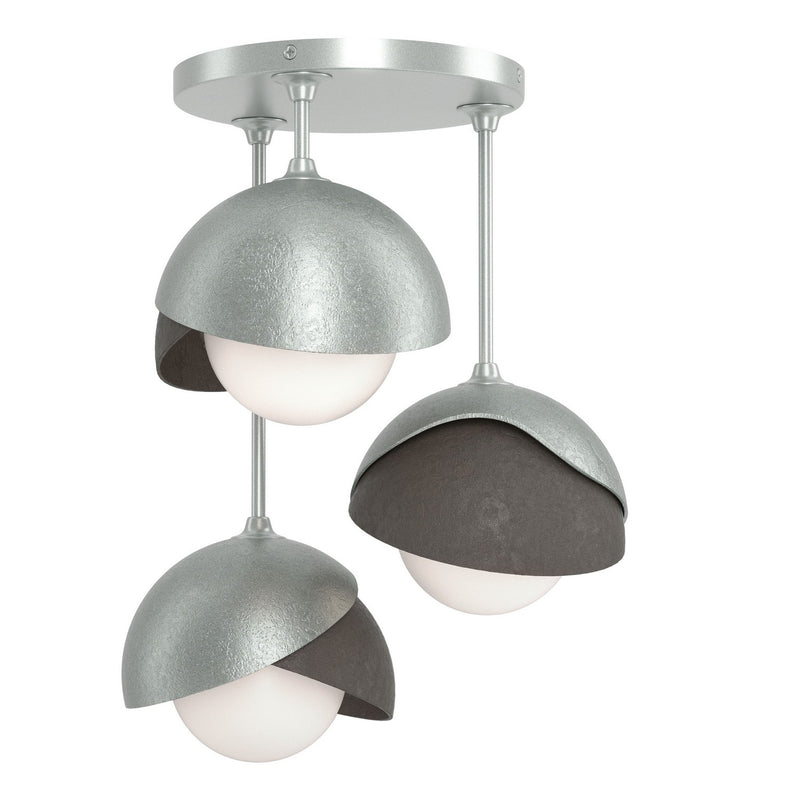 Hubbardton Forge 121374-SKT-82-07-GG0711 Three Light Semi-Flush Mount, Vintage Platinum