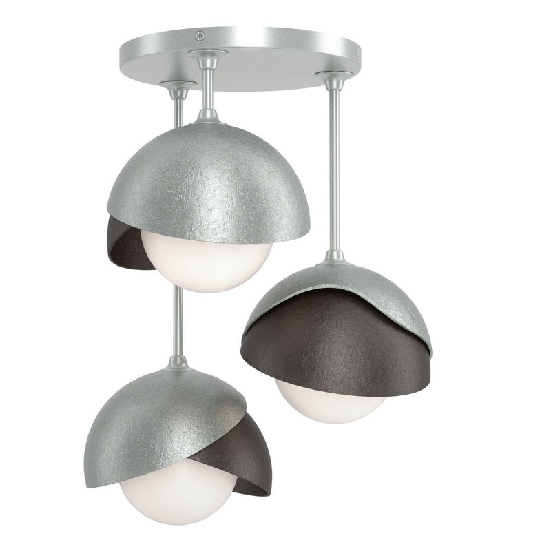 Hubbardton Forge 121374-SKT-82-14-GG0711 Three Light Semi-Flush Mount, Vintage Platinum