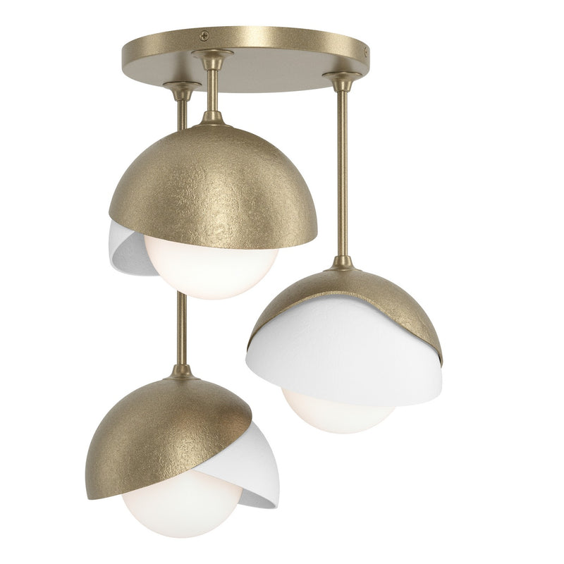 Hubbardton Forge 121374-SKT-84-02-GG0711 Three Light Semi-Flush Mount, Soft Gold
