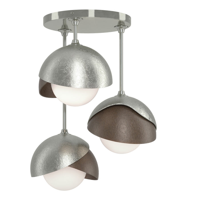 Hubbardton Forge 121374-SKT-85-05-GG0711 Three Light Semi-Flush Mount, Sterling