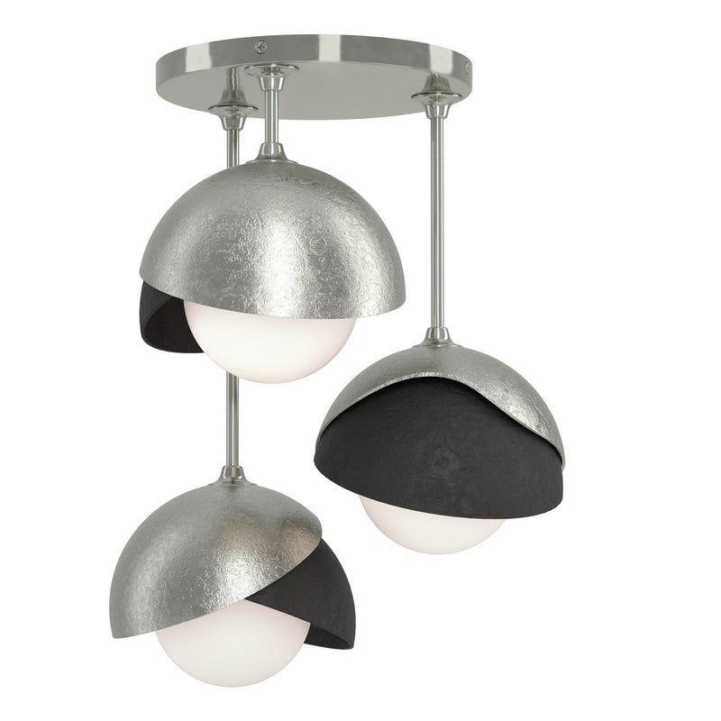 Hubbardton Forge 121374-SKT-85-10-GG0711 Three Light Semi-Flush Mount, Sterling