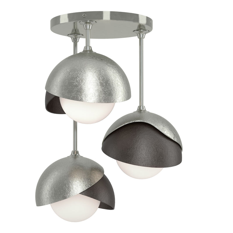 Hubbardton Forge 121374-SKT-85-14-GG0711 Three Light Semi-Flush Mount, Sterling