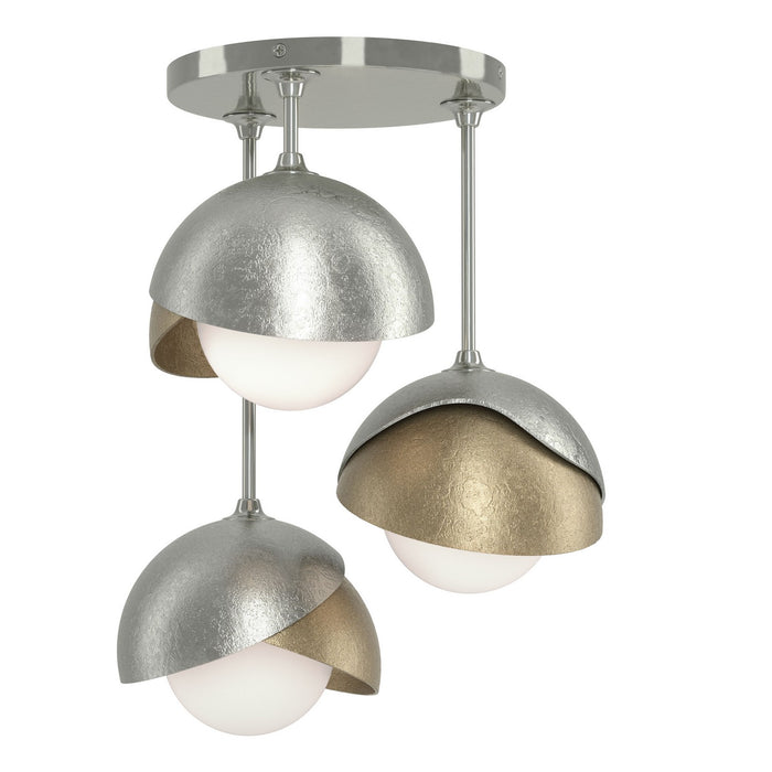 Hubbardton Forge 121374-SKT-85-84-GG0711 Three Light Semi-Flush Mount, Sterling