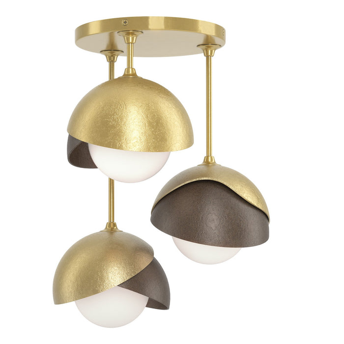 Hubbardton Forge 121374-SKT-86-05-GG0711 Three Light Semi-Flush Mount, Modern Brass