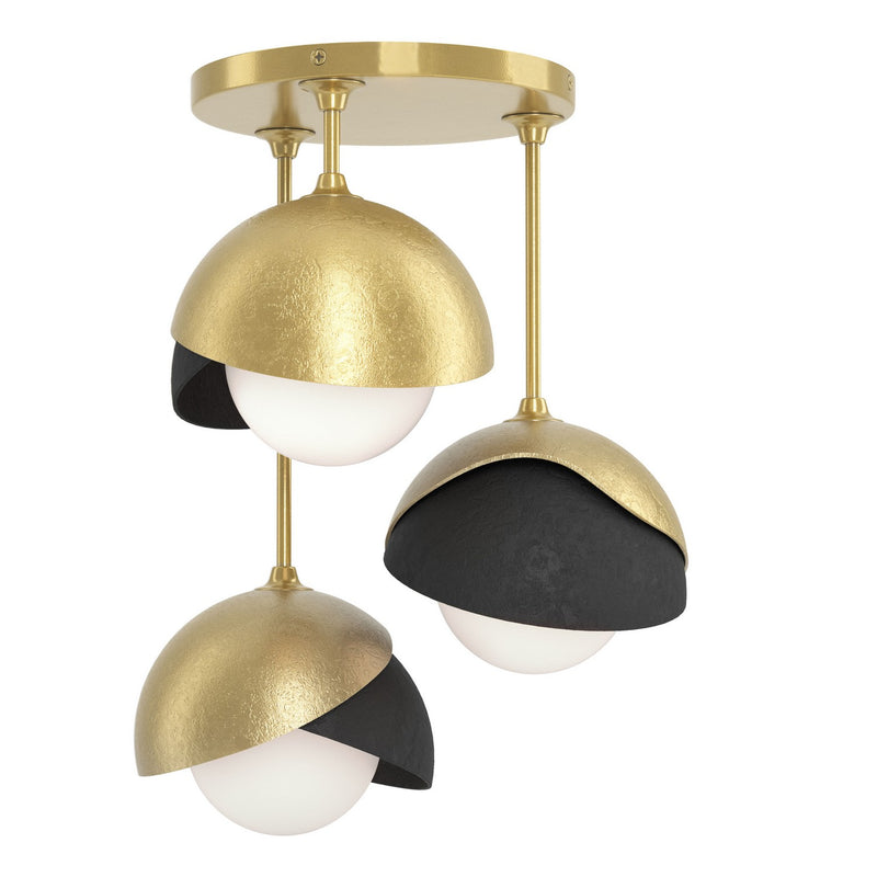 Hubbardton Forge 121374-SKT-86-10-GG0711 Three Light Semi-Flush Mount, Modern Brass