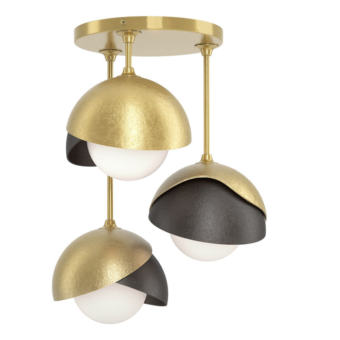 Hubbardton Forge 121374-SKT-86-14-GG0711 Three Light Semi-Flush Mount, Modern Brass