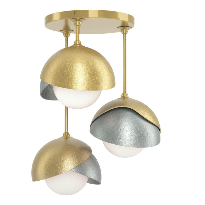 Hubbardton Forge 121374-SKT-86-82-GG0711 Three Light Semi-Flush Mount, Modern Brass