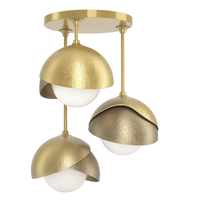 Hubbardton Forge 121374-SKT-86-84-GG0711 Three Light Semi-Flush Mount, Modern Brass