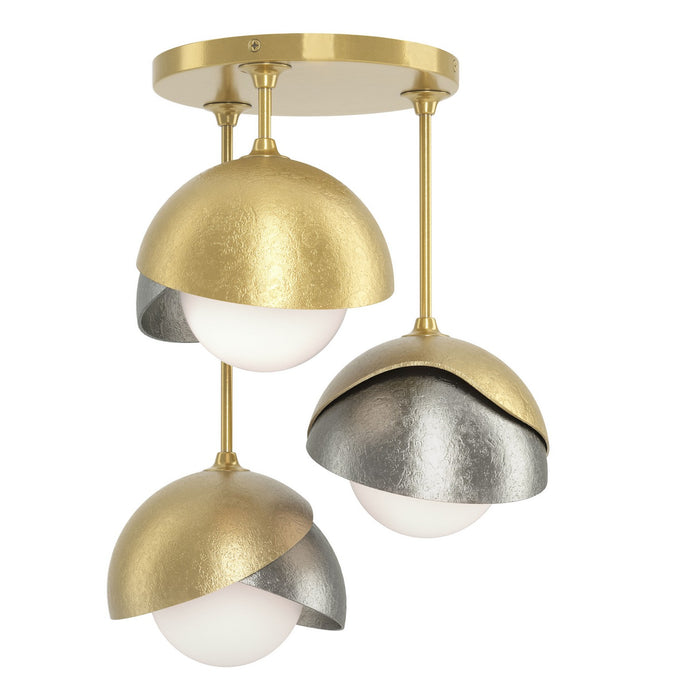 Hubbardton Forge 121374-SKT-86-85-GG0711 Three Light Semi-Flush Mount, Modern Brass