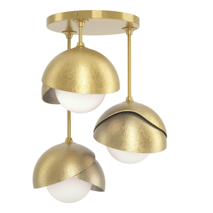 Hubbardton Forge 121374-SKT-86-86-GG0711 Three Light Semi-Flush Mount, Modern Brass