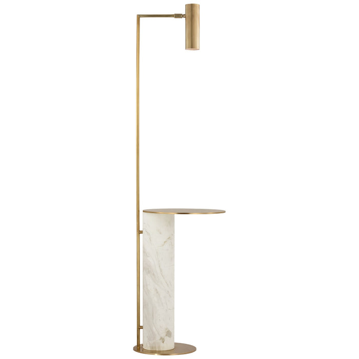 Visual Comfort Signature KW 1612AB/WM LED Floor Lamp, Antique-Burnished Brass and White Marble
